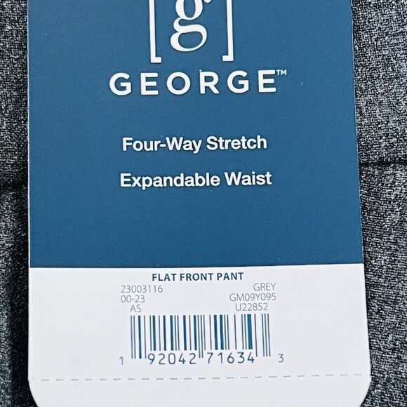 GEORGE Men's Grey Dress Pants 34x32 Expandable Waist Flat Front Stretch NWT - Picture 5 of 11